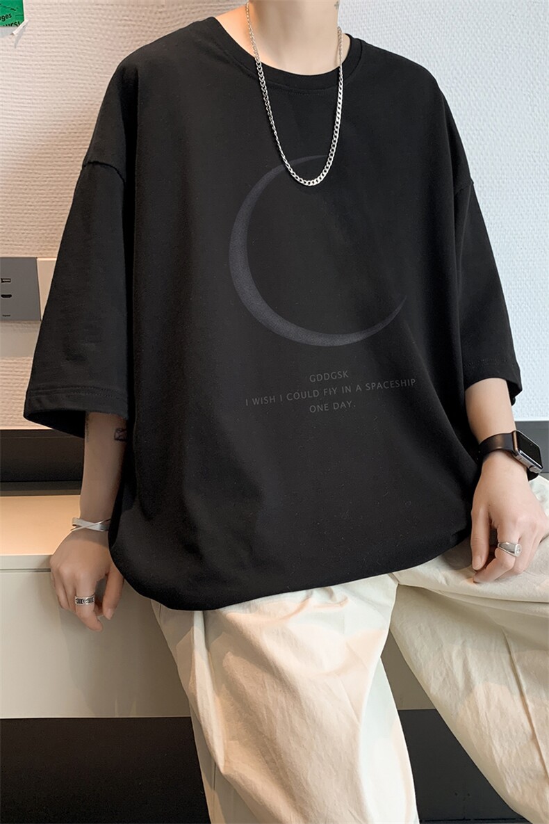 已注册/夏季内景港风重磅宽松短袖T恤男潮落肩打底衫DT3005/P25,男装T恤,电商B316