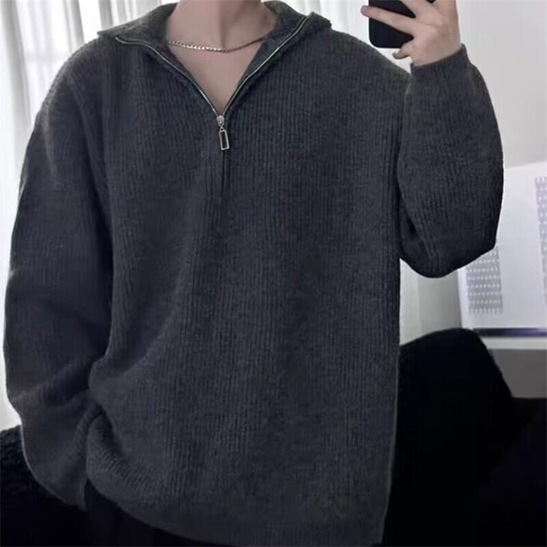 【有货】D3115-P55半拉链毛衣男秋冬慵懒风美式连帽针织衫外套,男装针织衫/毛衣,星座603-2
