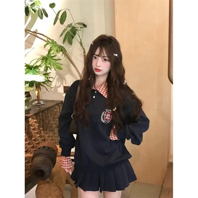 5297-P50原版做工刺绣纯棉华棉复合POLO领卫衣薄款,女装卫衣/绒衫,星座617A-2