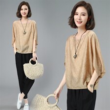 时尚套装女宽松夏季新品休闲减龄两件套气质蝙蝠衫，，女装套装/套裙，涵誉