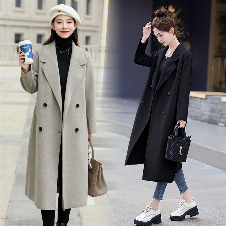 现货秒发2024冬装新款简约大码风休闲双面妮羊毛大衣外套羊绒大衣，女装双面呢大衣，星宇服饰