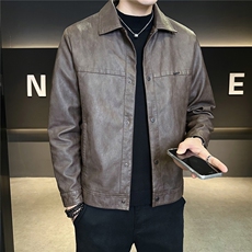 2026新款春季外套男款美式休闲翻领机车皮夹克A313-88591-P145，男装夹克，电商A313