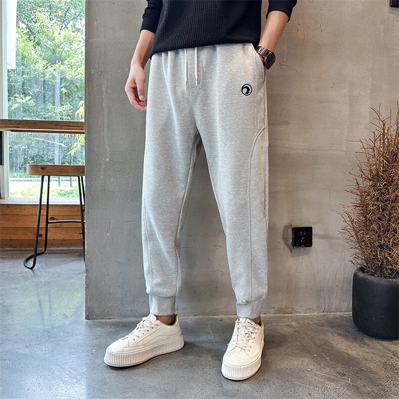 社会精神小伙裤子男秋潮牌ins运动束脚九分裤K8591-P45,男装休闲裤,星座210-3