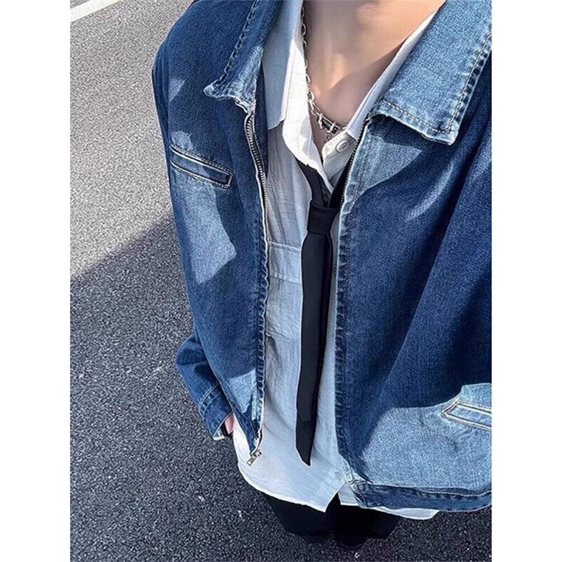 标准外穿青少年垫肩短款牛仔外套男男模穿搭春秋季t夹克JK2192,男装夹克,星座1116A（原606A-3）