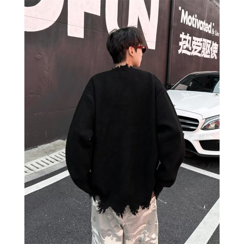 秋季时尚半拉链cleanfit破坏毛边针织衫M6045P60,男装针织衫/毛衣,星座1116-2