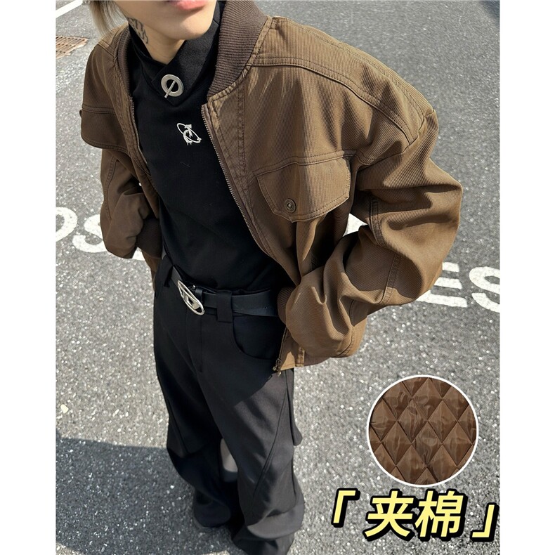 美式复古工装夹克男女宽松休闲cleanfit夹棉保暖外套潮W6322-P70,男装夹克,星座412-2