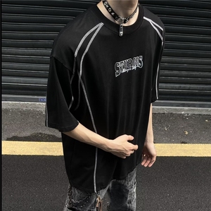 五分袖宽松型青少年简约夏季圆领时尚潮青年凉感速干户外运动T恤图片