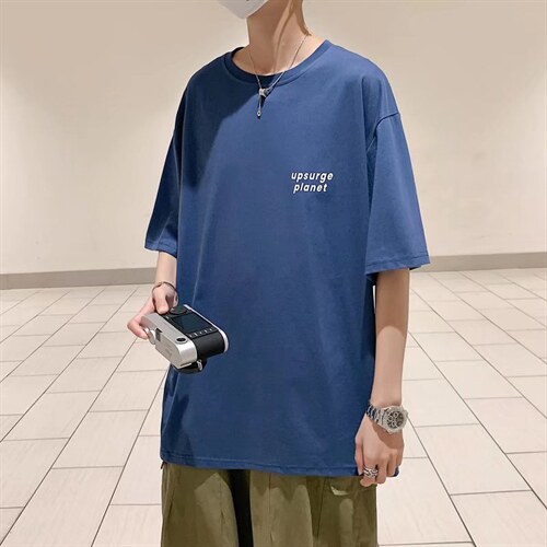 夏季港风ins短袖男潮流宽松潮牌五分袖RT12P28图片