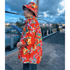C203男士休闲长袖衬衫宽松文艺东北大花风民族衬衣喜庆情侣装，男装民族服装，星座115A-2