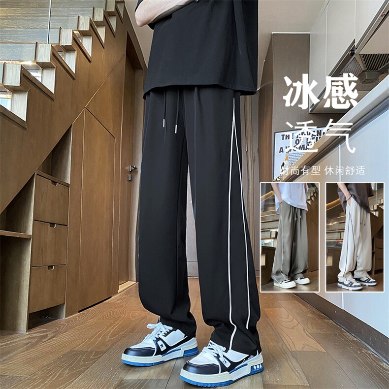 显瘦冰丝西裤垂感条纹凉感裤子Q441-TP35-限价58抖音得物品质,男装休闲裤,电商A247