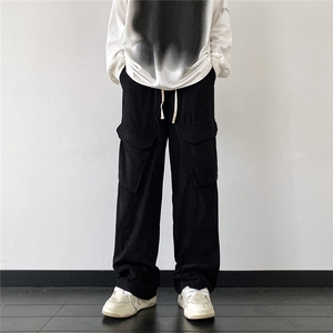 秋款男休闲裤灯芯绒工装大口袋直筒长裤H986 P40图片