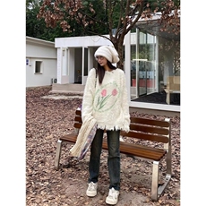 奶呼呼软糯水貂绒毛衣女秋冬加厚外穿宽松慵懒风圆领套头针织上衣，男装针织衫/毛衣，星座506A