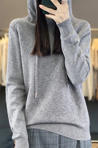 连帽针织羊毛衫女士宽松纯色亲肤毛衣2025秋冬新款套头卫衣打底衫图片