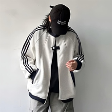 抖音得物品质秋冬美式高街重磅结构拼接织带翻领卫衣夹克外套W113，男装夹克，电商A486-1