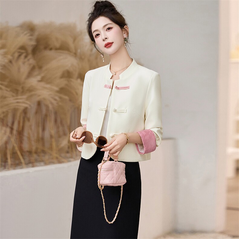 高级感超好看新中式国风小西装女2025春秋新款小个子洋气盘扣外套，女装套装/套裙，蝶眷