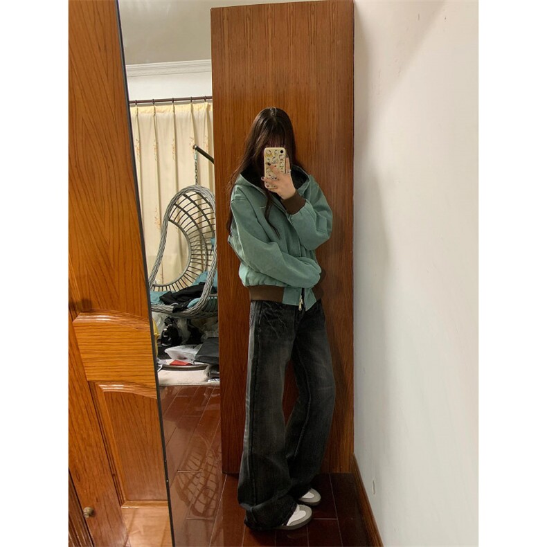 【有货】湖水绿Boxy短款连帽外套男春秋美式帆布夹克Y166CC-特P63,男装夹克,星座1007（原301D）