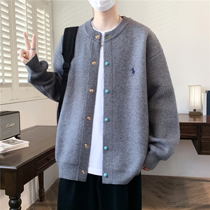 美式复古针织开衫外套男女款秋季高级感不起球cleanfit老钱风毛衣图片