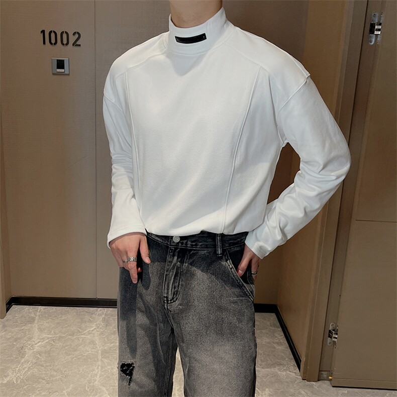 秋冬保暖双面德绒半高领打底衫男纯色百搭长袖T恤上衣TX1202-P48,男装T恤,电商B267