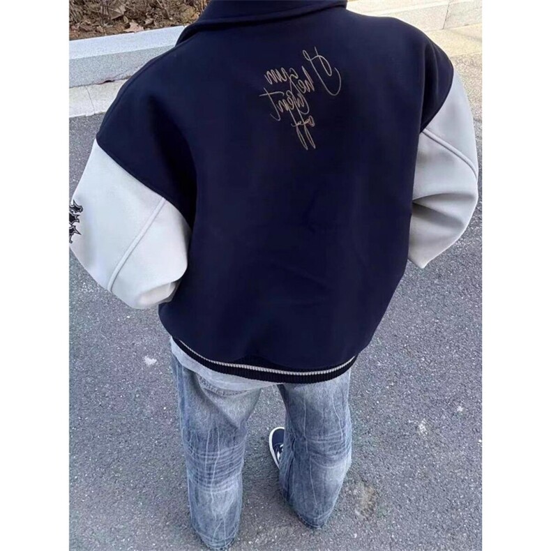 J9909-P70美式高街潮牌宽松情侣装刺绣棒球服外套,女装短外套,星座617A-2