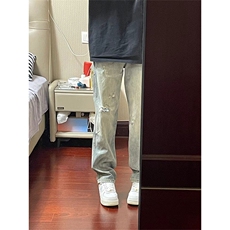 【有货】美式复古牛仔裤男日系裤子破洞直筒裤NZK05WW-特P50，男装牛仔裤，星座1007（原301D）