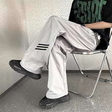 美式条纹裤子男女高街运动裤男夏季直筒宽松休闲长裤K083-P32，男装休闲裤，星座308B-1