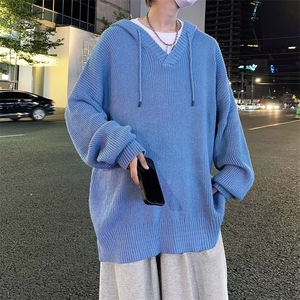 纯色连帽毛衣男女秋冬慵懒宽松针织衫韩版外套小众日系M182/P45图片