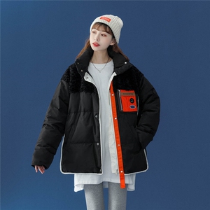 1中性80%白鸭绒宽松保暖无帽羽绒服男羊羔毛拼接羽绒外套7958P225图片