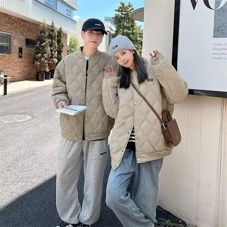 BOYUE帛跃冬季cityboy绣标菱形格棉服青少年男潮棒球棉衣m75p68,男装棉衣,电商D315
