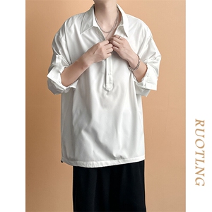 现货-夏季长袖冰丝衬衫男宽松拆牌个性休闲百搭衬衣-AC2448-P65图片