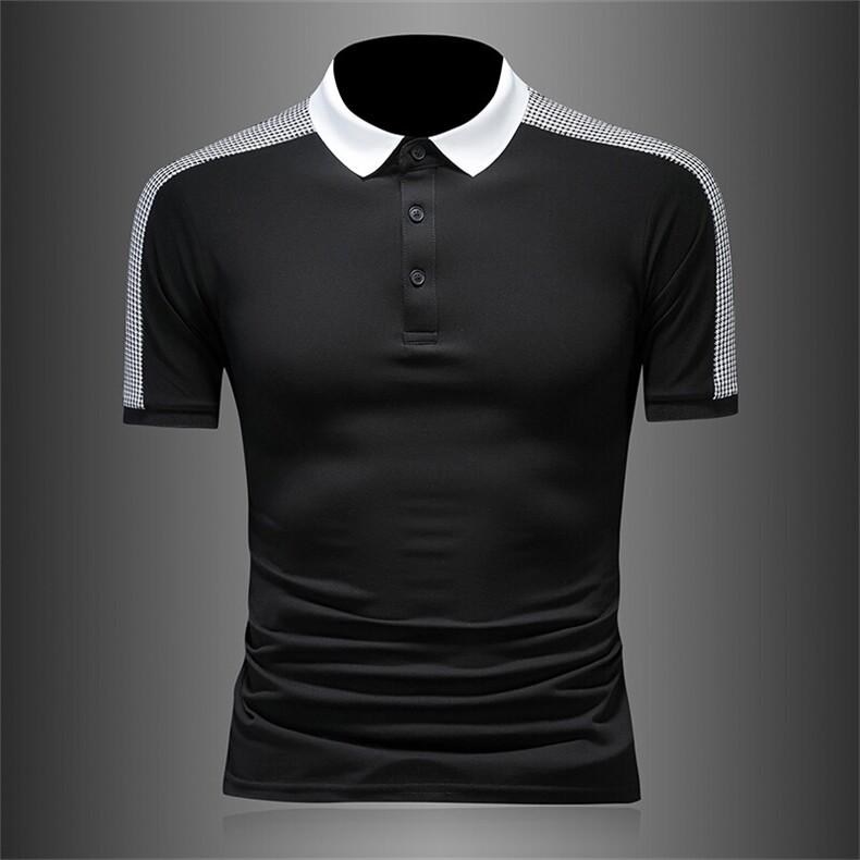2025夏季数据款新款短袖T恤千鸟格织带设计翻领Polo衫B9713-P48，男装Polo衫，电商D342