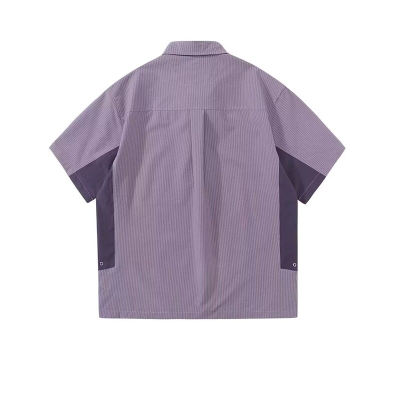 半拉链polo衫男士夏新款美式痞帅宽松轻薄拼接短袖t恤PL86P44,男装T恤,星座1013-5