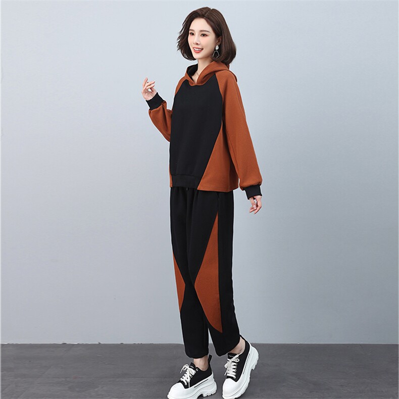 大码休闲运动套装女春秋季2025新款时尚高级感减龄卫衣搭配一整套,女装套装/套裙,叶笙衣
