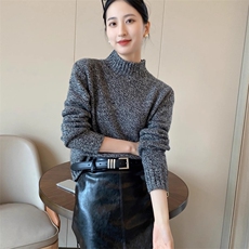 女士秋冬纯毛半高领加厚花纱羊毛衫，女装羊毛衫，鑫之绒