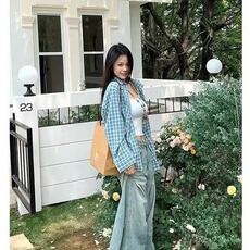 男女款经典休闲撞色格子长袖衬衫2025新款复古叠穿情侣装衬衣外套，男装衬衫，星座506A