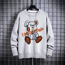 1日系圆领宽松中性情侣潮流大码M-5XL印花毛衣男7822P55加绒P70，男装针织衫/毛衣，星座226-2