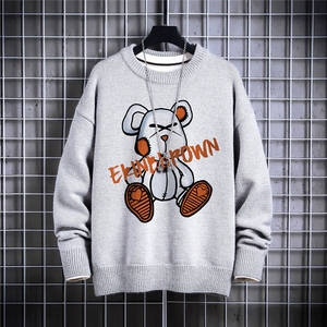 1日系圆领宽松中性情侣潮流大码M-5XL印花毛衣男7822P55加绒P70图片