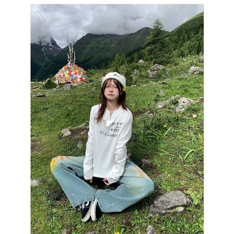 美式复古阔腿牛仔裤2026新款高腰显瘦宽松慵懒风阔脚拖地裤X7889,男装牛仔裤,星座601-1