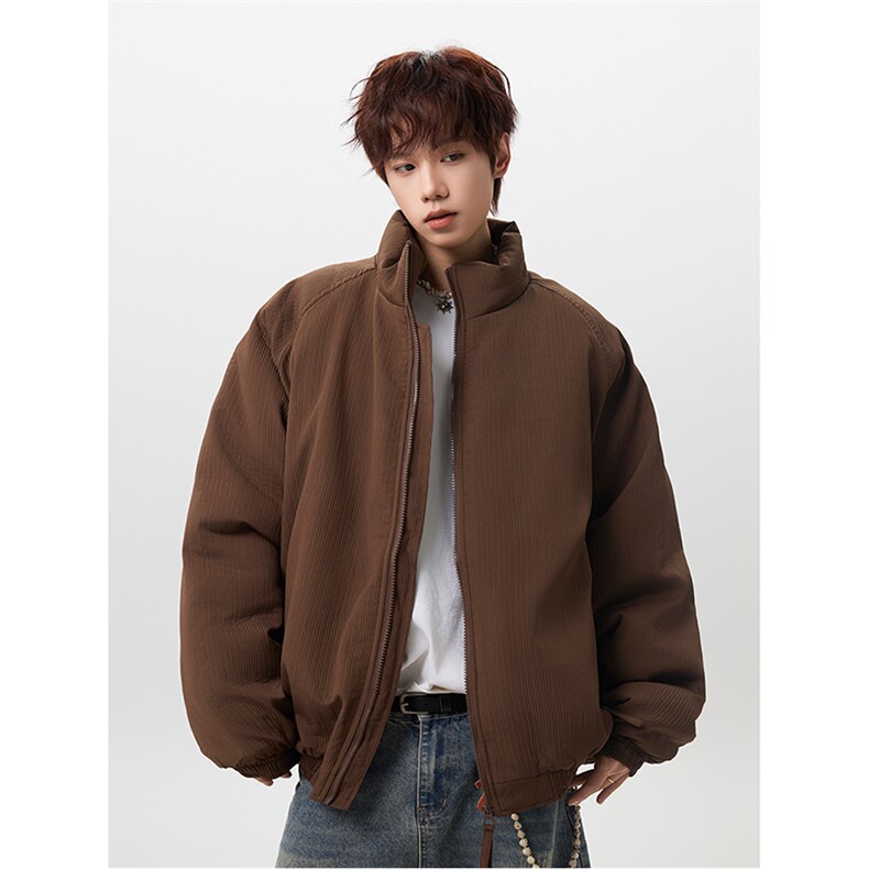 MFDD012-P80冬季日系竖条纹美拉德棉衣男宽松保暖棉服外套,男装棉衣,星座712A-1