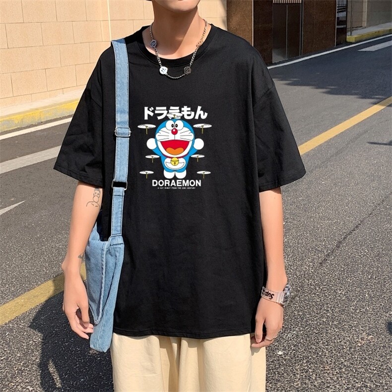 T3464P25男港风T恤落肩款宽松T恤克莱因蓝T圆领日系卡通印花T恤,男装T恤,星座510A-1