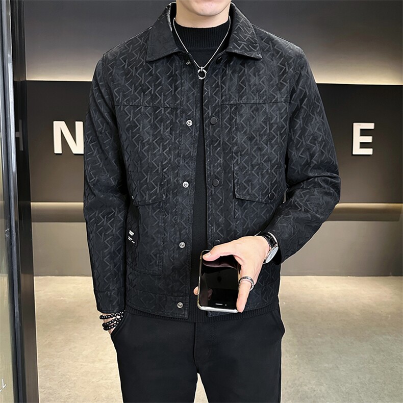 男士皮衣加绒加厚秋冬季2025新款痞帅潮牌皮夹克A313-K9935-P155,男装夹克,电商A313