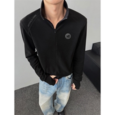 保暖德绒打底衫印花半拉链上衣修身内搭t恤男DT53087-TP3058，男装T恤，电商A102