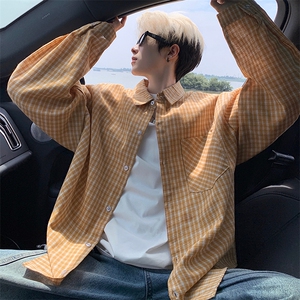 衬衫男秋季新款港风宽松格子长袖衬衫CS802-特P28图片
