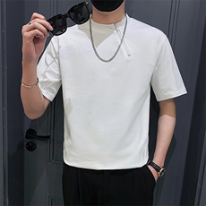 白色2023精神小伙修身男士圆领潮款短袖T恤打底衫潮T100-P48控78，男装T恤，电商A108