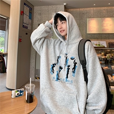 潮牌秋季logo连帽衫加绒卫衣男女美式街头宽松潮上衣D328-W2408，男装卫衣，电商D328