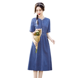 天丝牛仔连衣裙女2023新款夏天薄款舒适显瘦时尚休闲减龄牛仔裙子图片