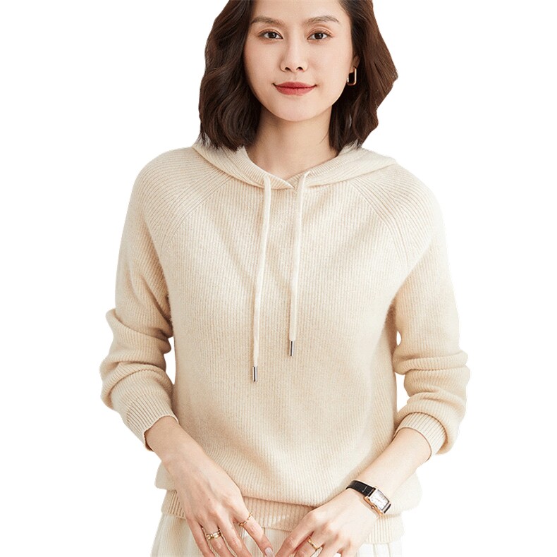 女套头连帽卫衣2024年秋冬新款修身显瘦长袖短款打底衫,女装卫衣/绒衫,皓宇羊绒
