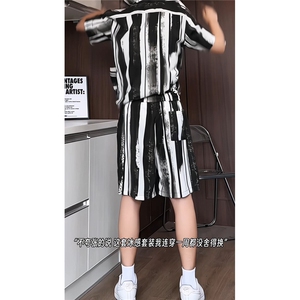 短袖衬衫男+短裤男套装男100%聚酯纤维M-5XL大码TZ78718P50控98图片