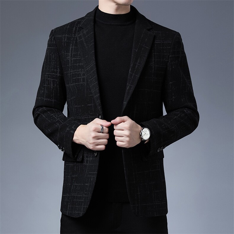 男式装新款2023春秋季商务休闲时尚男单西中年纯色薄款西服外套图片