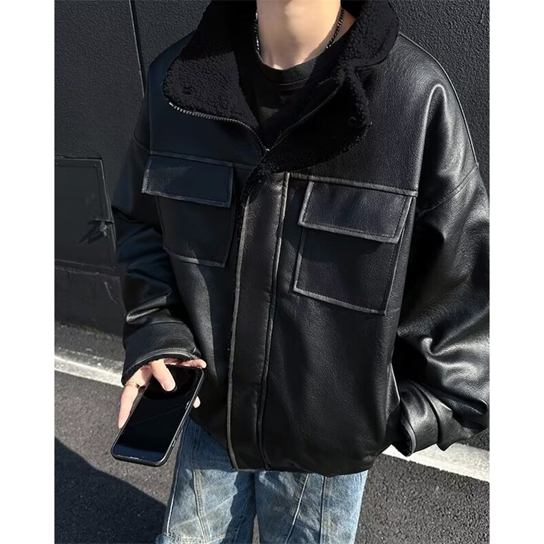 冬季2026新款棉衣外套男夹克宽松加厚保暖羊羔毛皮毛一体棉服D823图片