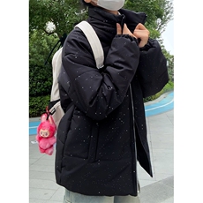 5W件现货冬季解构立领美式高街棉服厚外套男女夜光亮片满天星棉衣，男装棉衣，电商A486